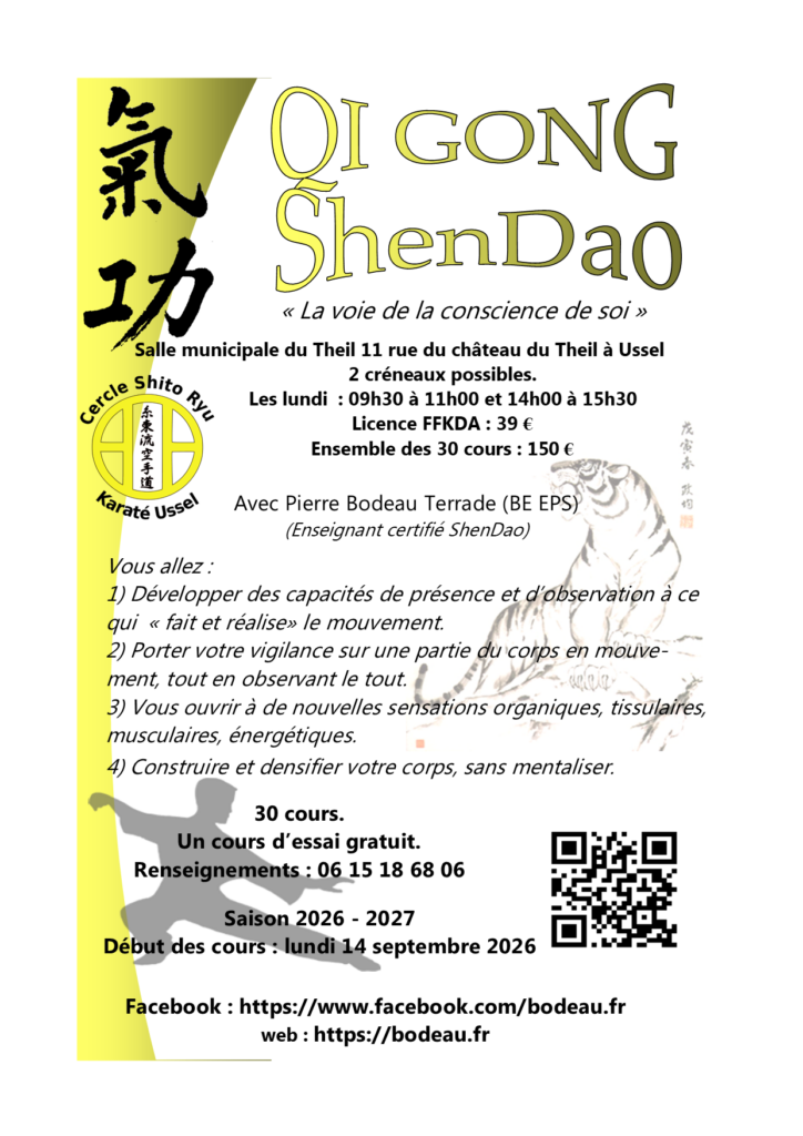 Qi Gong ShenDao Ussel : Affiche saison 2026 - 2027